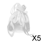 Maxbell 5xSatin Pearl Rhinestone Wedding Bridal Dolly Bag Handbag Ivory 22x22cm