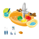 Kids Play Sink Toys with Running Water Dishwasher Toy for Birthday Gift Deer Orange