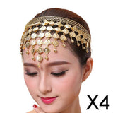 Maxbell 4xBelly Dance Headband Costume Forehead Headdress Bride Women Accessory Gold