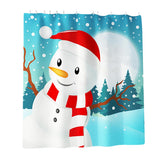 Maxbell Christmas Shower Curtain with Hooks Waterproof Bathroom Decor Snowman