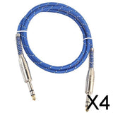 Maxbell 4xBass Guitar 6.35mm Stereo Male to Male Audio Cable Nylon Braided Cord 1m
