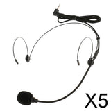 Maxbell 5xDouble Ear Hook Wired Headset Headworn Microphone Black 3.5mm Right Angle