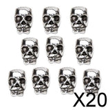 Maxbell 20x10pcs Tibet Silver Skull Spacer Beads DIY Accessories for Necklace Bracelets