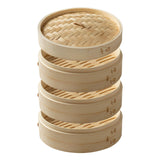 Maxbell Bamboo Steamer Basket Steamer Cloth Vegetable Steamer for Dimsum Bao Chicken Dia 25.4cm 3 Tier