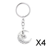 Maxbell 4xSilver Family Name Moon & Heart Key Ring Chain Keyring Xmas Gifts--mom