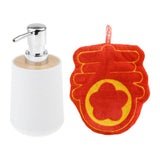 Maxbell Soap Dispenser with Towel Sturdy Lotion Dispenser for Kitchen Bedroom Vanity white chun word
