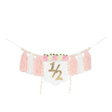 Maxbell Half Birthday Highchair Banner Backdrop Decor for Photo Prop Gift Boys Girls Pink No Hat