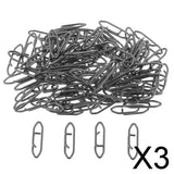 Maxbell 3x100Pcs Carbon Steel Fishing Snap Hook Connector Hooked Snap Tackle 2.4x0.6cm
