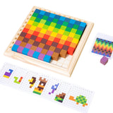 Colorful Cubes Puzzle Toys Wood Building Blocks for Children Baby Gifts with 20 cards