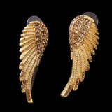 Maxbell Crystal Rhinesotne Large Angel Wing Drop Dangle Earrings Ear Studs Gold - Aladdin Shoppers