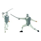 Maxbell 2x 1/64 Scale Miniature Figures Ornament Realistic Creative Fencer Figurines Gray