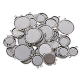 Maxbell 48 Piece Double Sided Charms Pendants Blank Base Photo Cameo Bezel Settings Tray with 2pcs Bail Jewelry Findings for DIY Necklace Bracelet 12-25mm - Aladdin Shoppers