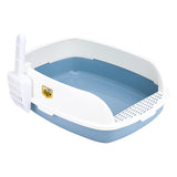 Maxbell Cat Litter Box Sand Box High Sided Splashproof Semi Enclosed Cat Litter Tray Blue
