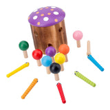 Maxbell Wood Mushroom Roof Catching Worm Insect Magnet Stick Kids Games Educational