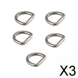 Maxbell 3x5Pcs D Rings Extra Thick for Hardware Bags Ring Straps Ties Tote Accessories 0.3cmx1.5cmx1.2cm Silver