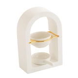 Maxbell Tealight Candle Holder Decorative Essential Oil Burner for Hotel Wedding SPA White and Golden
