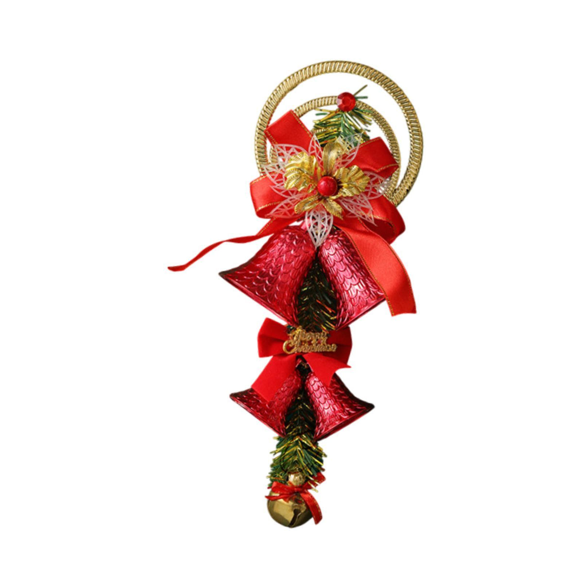 Maxbell Xmas Tree Hanging Decoration Pendant Shop Door Knobs Christmas Bell Ornament Red