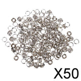 Maxbell 50x50 Sets 7/16 Inch Open Ring No Sew Snaps Fasteners Silver