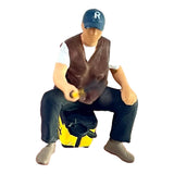 Maxbell 1/64 Scale Male Angler Figure Photography Props Decoration Fishing Character Sit Fishing