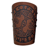 Maxbell 3xArm Bracer Medieval PU Leather Wrist Guard Wristband for Larp Brown