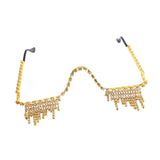 Maxbell Rhinestone Half Glasses Frame Decorative Eyeglasses for Club Event Birthday, Gold