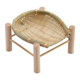 Maxbell Bamboo Woven Basket Tray Round Storage Tray for Vegetables Breakfast Cabinet 16cm Wood
