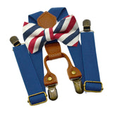 Maxbell Kids Suspender and Bow Tie Tuxedo Suspender for Boys Girls Children Trousers Dark Blue