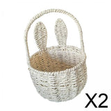 Maxbell 2xWoven Basket with Bunny Ears Easter Decor Hand Basket for Gifts Baby Shower