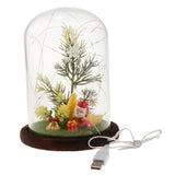 Maxbell Christmas Pine Tree USB Light Micro Landscape Glass Cover Dome Bell Jar Cloche Table Decor Ornaments - Aladdin Shoppers