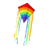 Rainbow Fly Kite Kids Adults Single Line Toy Large Beach Kite with Long Tail Red Head