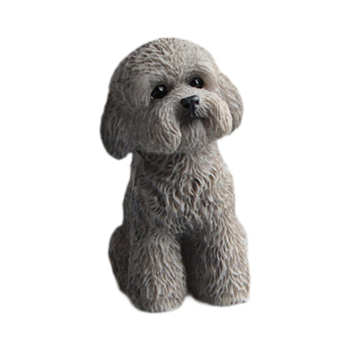 Dog Miniature Figurine Mini Animal Statue for Bedroom Shelf Living Room Gray Squatting