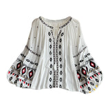 Maxbell Embroidery Blouse for Women Trendy Ethnic Shirt for Daily Wear Street White