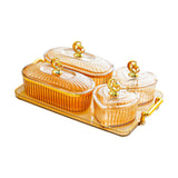 Maxbell Dried Fruit Plate Appetizer Serving Tray for Living Room Holiday Dining Room 6 grid amber