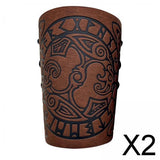 Maxbell 2xArm Bracer Medieval PU Leather Wrist Guard Wristband for Larp Brown
