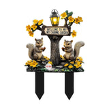 Maxbell Squirrel Decorative Garden Stake 2D Creative for Flower Bed Outside Backyard A
