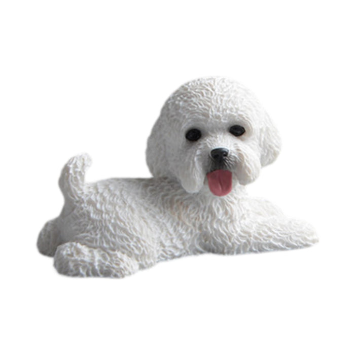 Dog Miniature Figurine Mini Animal Statue for Bedroom Shelf Living Room White Lying