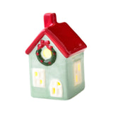 Mini Ceramic Christmas House Decoration for Shopping Center Living Room Xmas Light Green House