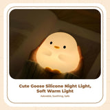Goose Night Light, Soft Silicone, Dimmable Warm Light, Nursery, Bedside Lamp Frog Basic