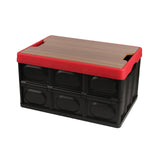 Maxbell Foldable Storage Bin with Lid with Handles Cargo Carrier Car Trunk Organizer Wooden Cover 56L