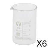 Maxbell 6xLow Form Glass Measuring Graduated Beaker Chemistry Lab glassware 10ML