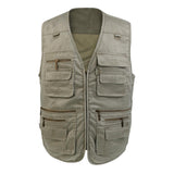 Men's Vest Fishing Hunting Photography Multi-pocket Jacket Denim Vest 2XL