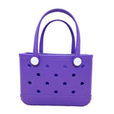 Maxbell 3xBeach Tote Bag Handbag Washable Hole Beach Handbag for Shopping Outdoor Boat Purple