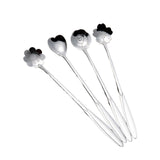 Maxbell 4Pcs Flower Spoon Set Tableware Drink Stirring Spoon Elegant Dessert Spoons Silver