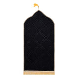 Maxbell Prayer Rug Soft Turkish Portable Muslim Prayer Mat for Adults Men Women Kids Black