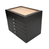 Maxbell Wood Pen Display Box Collection Gift Portable 78 Slots for Party Home Office black