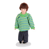 Maxbell Dollhouse Miniature Porcelain Dolls Brown Hair Little Boy in Green Sweater
