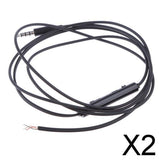 Maxbell 2x3.5mm DIY Earphone Audio Cable with Mic Volume Control Headphone Wire Black