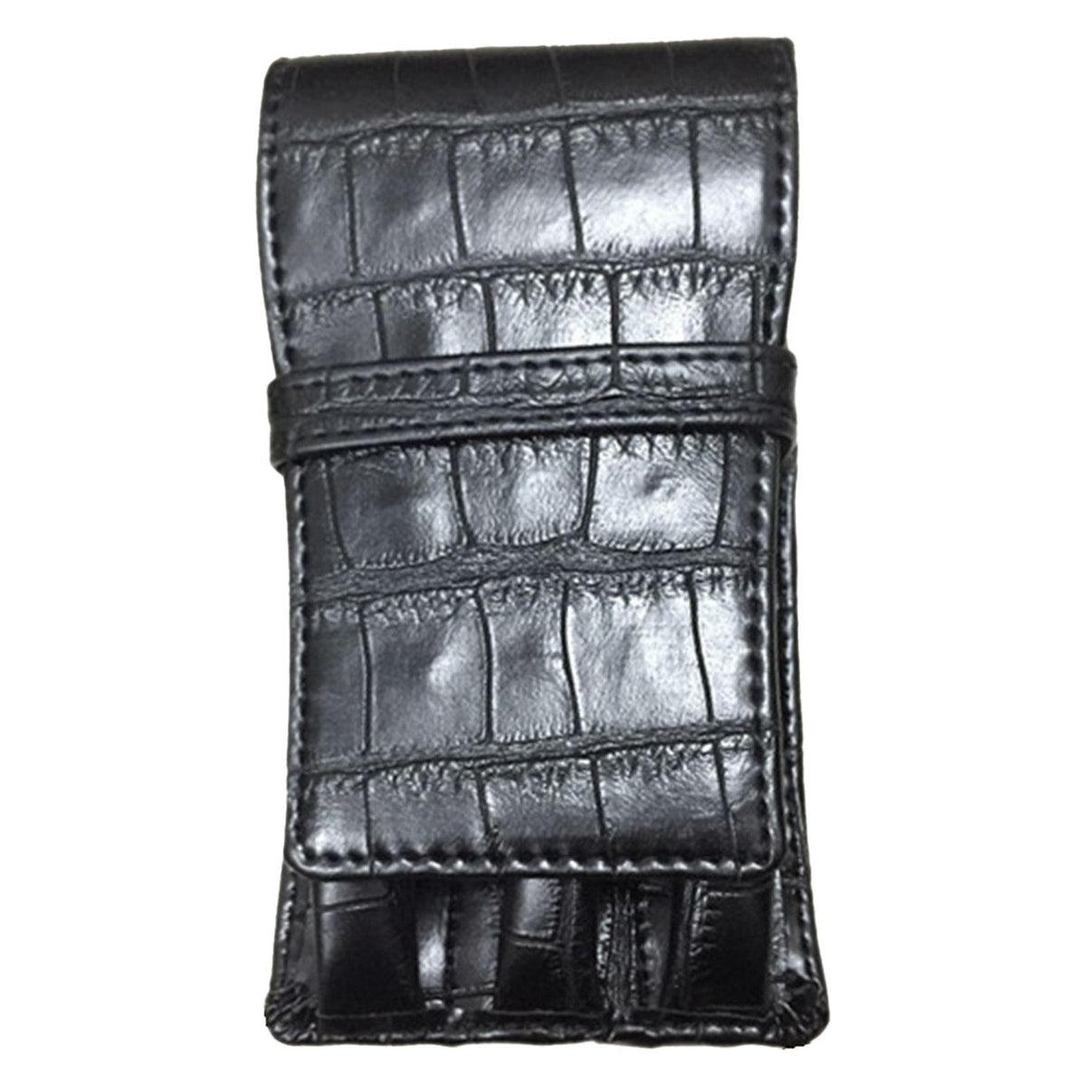 Maxbell Leather Pen Case 3 Slots with Divider Slot Pen Pouch for University Black pattern
