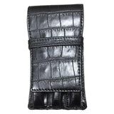 Maxbell Leather Pen Case 3 Slots with Divider Slot Pen Pouch for University Black pattern