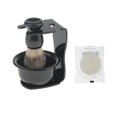 Maxbell Maxbell 4 In 1 Salon Bristle Hair Shaving Brush with Black Plastic Soap Mug Bowl and Shaving Brush Holder Stand Shave Soap Travel Set for Salon Barber Men